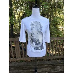 Marilyn Monroe Vintage 90s Shirt Medium Women T Shirt Boat Neck 3/4 Sleeves